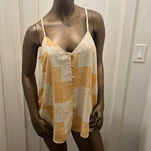 Peach patchwork floral tank top